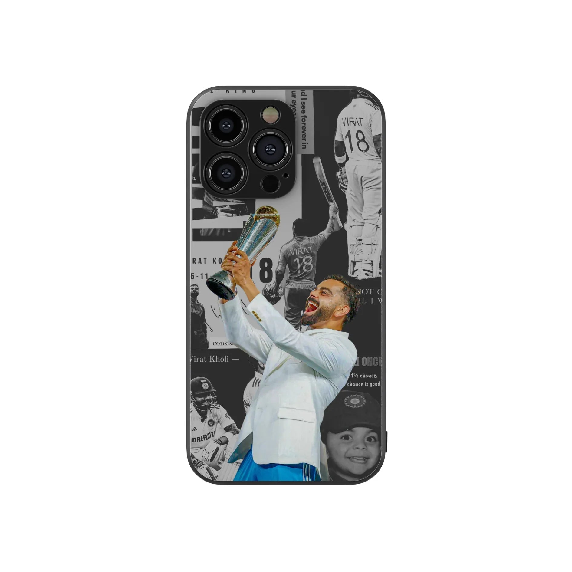 Virat with Champion's Trophy Phone Case - Seven Vybes