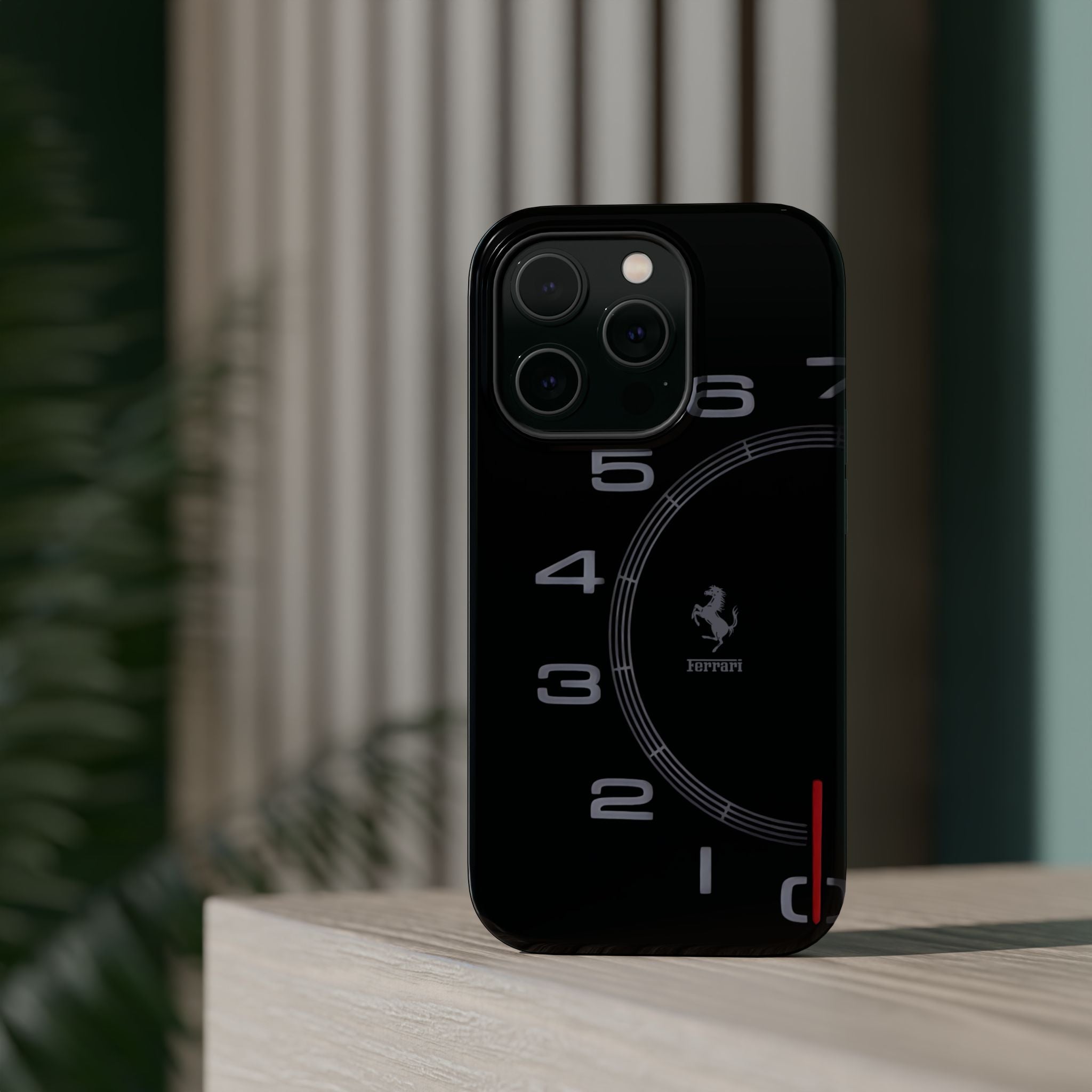 Black Ferrari Speedometer Glass Phone Case