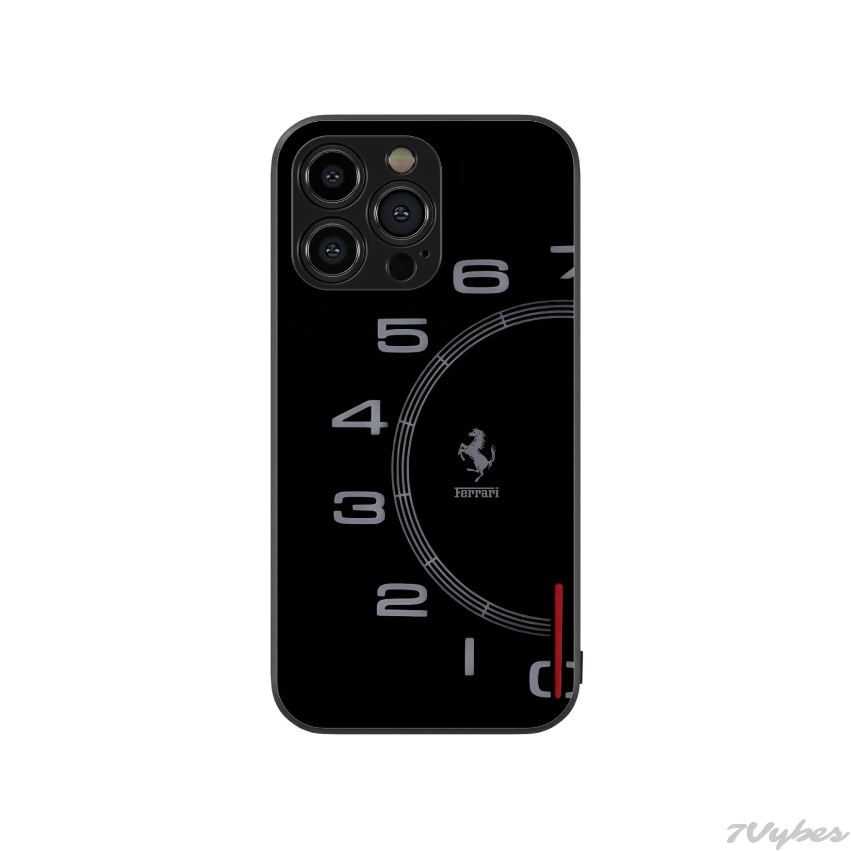 Black Ferrari Speedometer Glass Phone Case - Seven Vybes