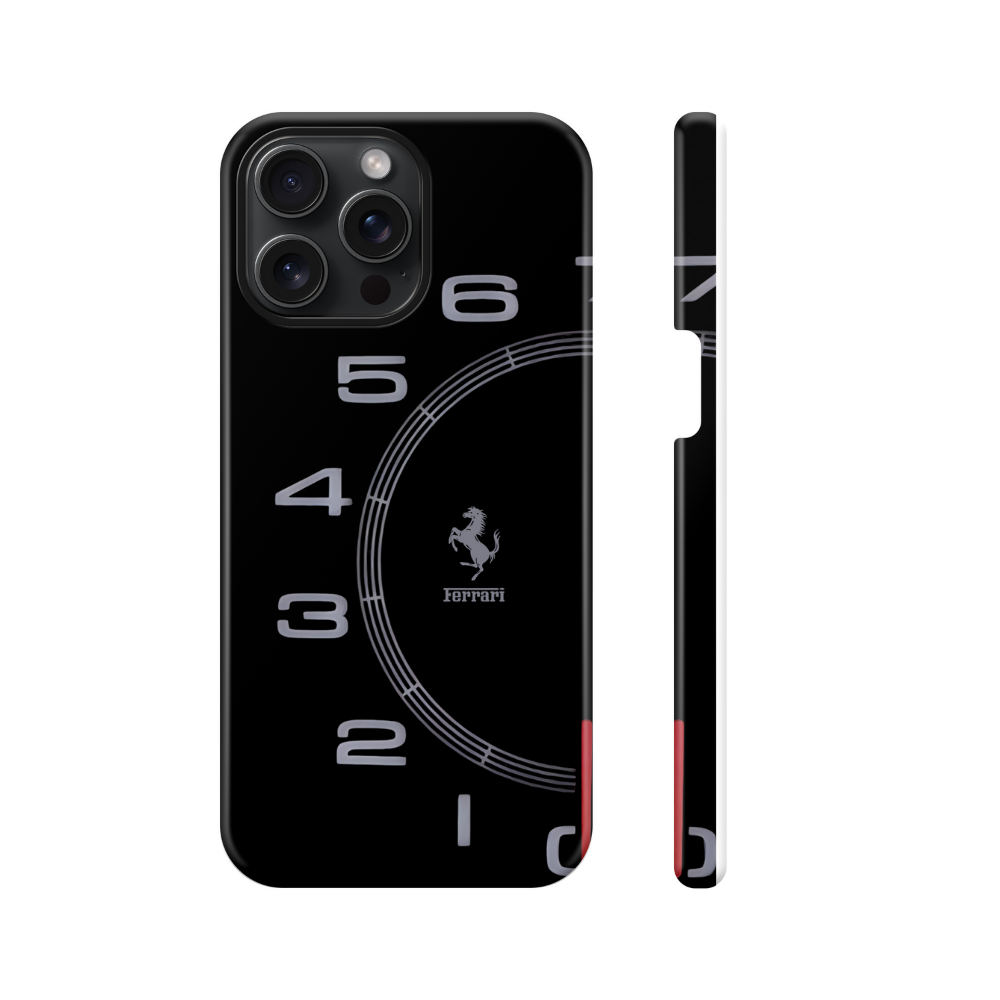 Black Ferrari Speedometer Glass Phone Case